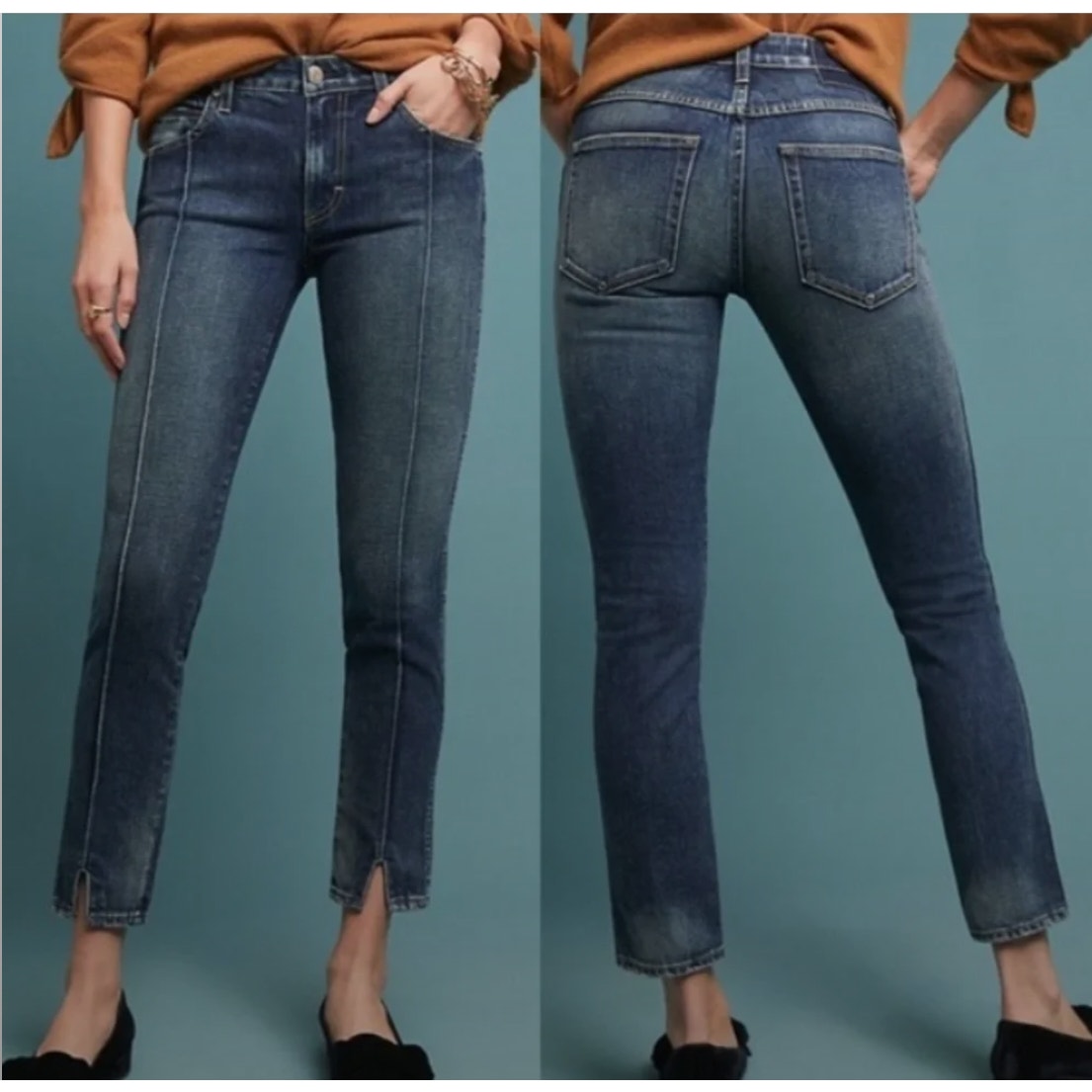 Amo Pixie Cherish Mid Rise Denim Crop Jeans Size 30